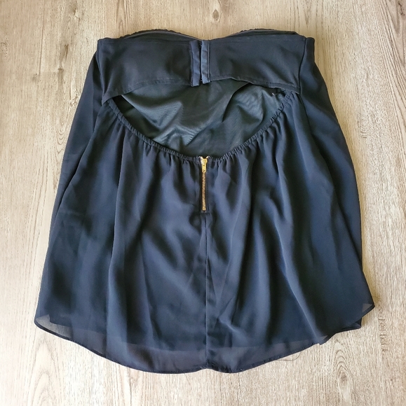 Foreign Exchange Sheer Black Strapless Top Size Small - Picture 4 of 11